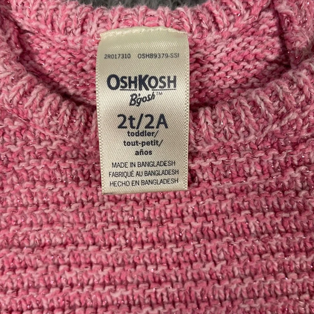 OshKosh B'Gosh Toddler Sweater Tank Top‎ Size 2T Pink Knit Metallic Shimmer